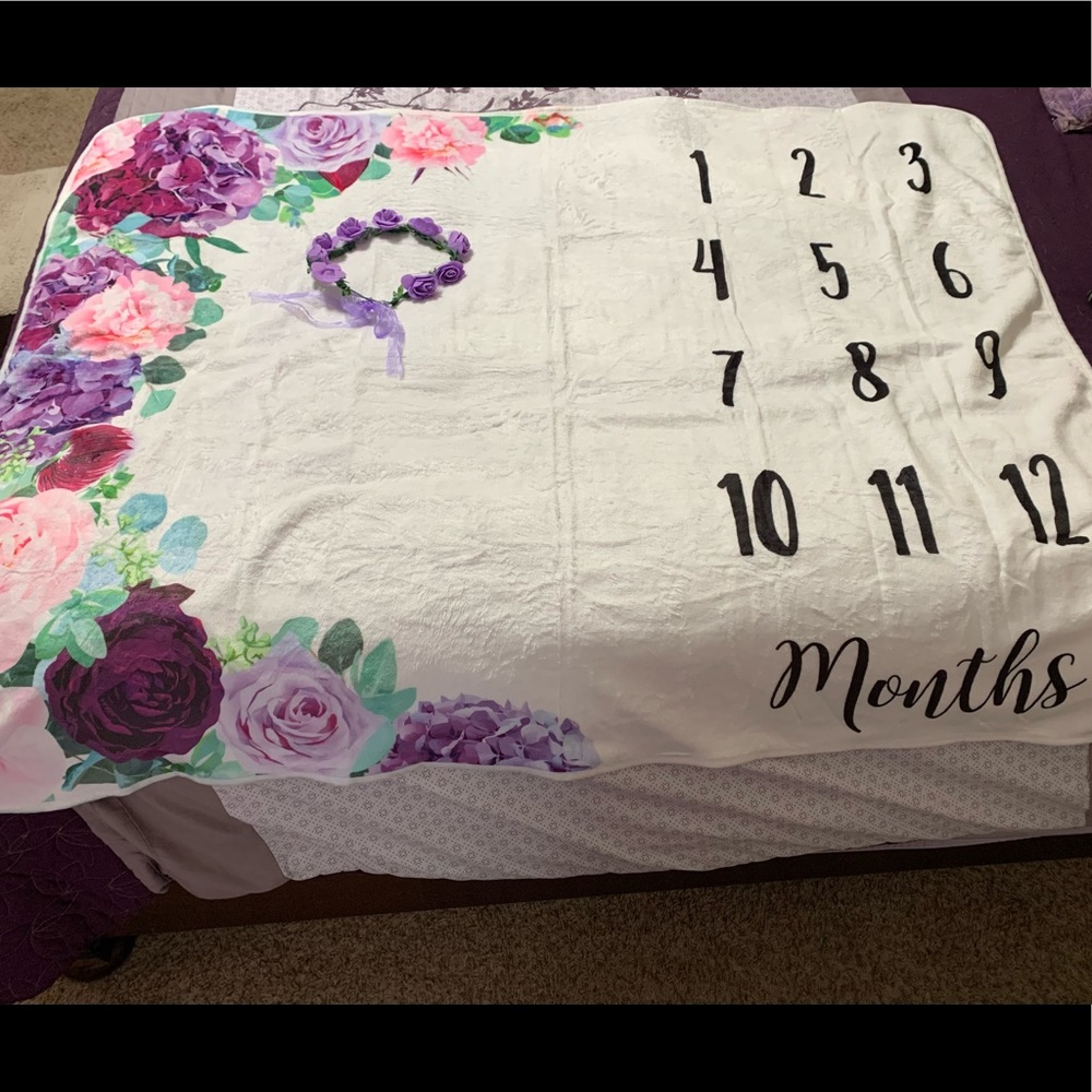 Floral Fleece Baby Month Blanket
